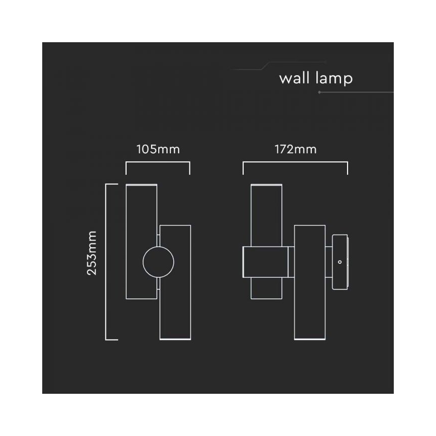 LED Exterior wall flexible foco 2xLED/3W/230V 3000K IP44 preto