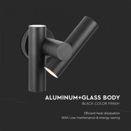 LED Exterior wall flexible foco 2xLED/3W/230V 4000K IP44 preto
