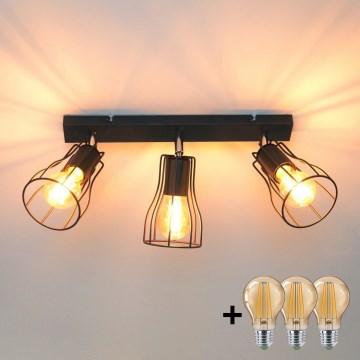 LED Foco TUBE II 3xE27/15W/230V preto