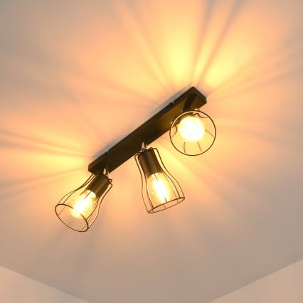 LED Foco TUBE II 3xE27/15W/230V preto