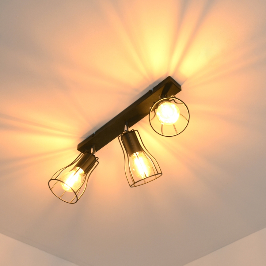 LED Foco TUBE II 3xE27/15W/230V preto