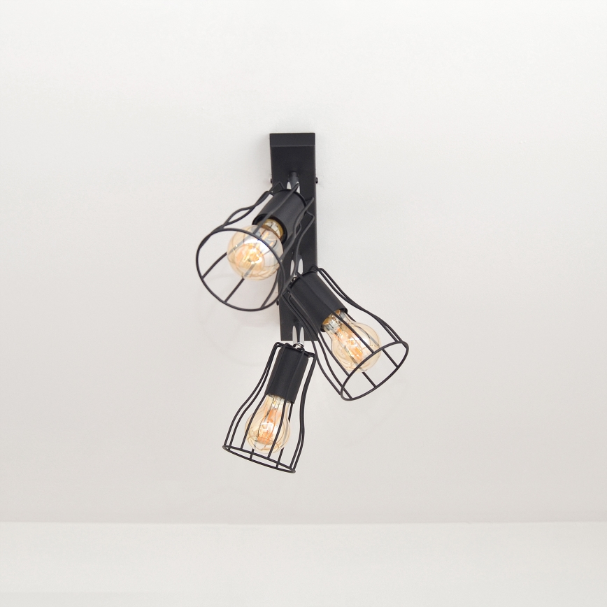 LED Foco TUBE II 3xE27/15W/230V preto