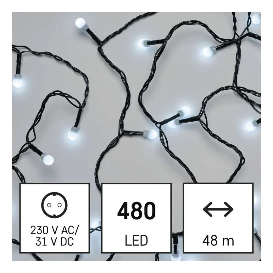 LED Guirlanda de Natal para exterior 480xLED/8 funções 53m branco frio IP44