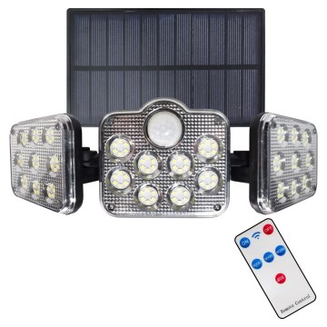 LED Holofote solar com um sensor de crepúsculo e movimento LED/20W/3,7V 1200 mAh IP44 + controlo remoto