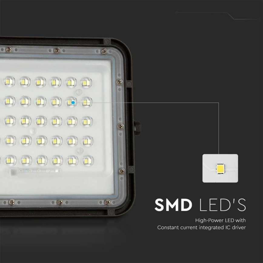 LED Exterior regulação solar holofote LED/10W/3,2V IP65 6400K preto + controlo remoto