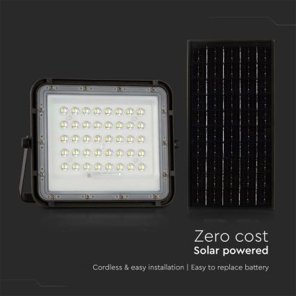 LED Exterior regulação solar holofote LED/10W/3,2V IP65 6400K preto + controlo remoto