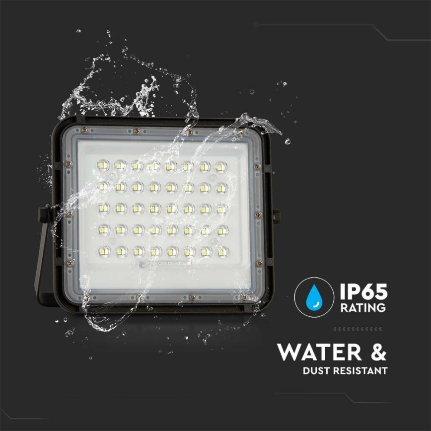 LED Exterior regulação solar holofote LED/10W/3,2V IP65 6400K preto + controlo remoto