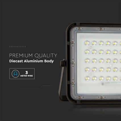 LED Exterior regulação solar holofote LED/10W/3,2V IP65 6400K preto + controlo remoto