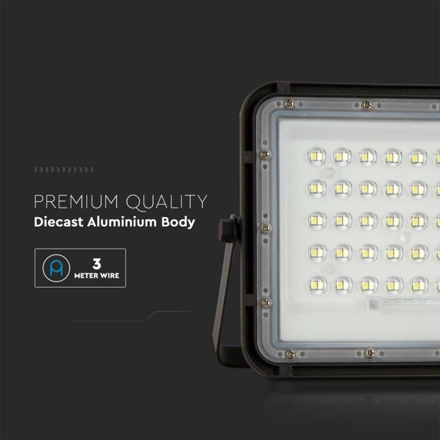 LED Exterior regulação solar holofote LED/10W/3,2V IP65 6400K preto + controlo remoto