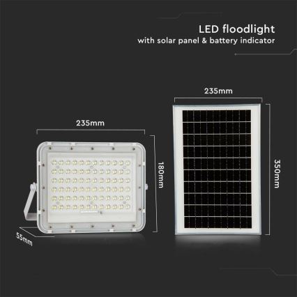 LED Exterior regulação solar holofote LED/15W/3,2V IP65 6400K branco + controlo remoto