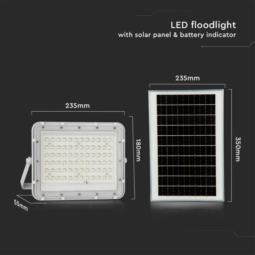 LED Exterior regulação solar holofote LED/15W/3,2V IP65 6400K branco + controlo remoto