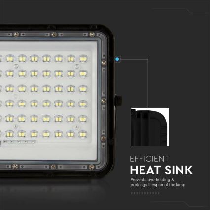 LED Exterior regulação solar holofote LED/15W/3,2V IP65 6400K preto + controlo remoto