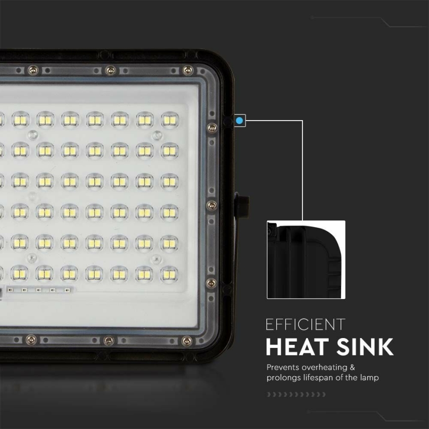 LED Exterior regulação solar holofote LED/15W/3,2V IP65 6400K preto + controlo remoto