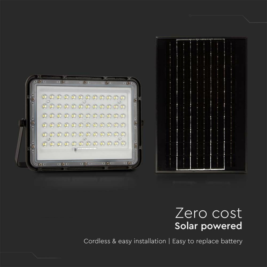 LED Exterior regulação solar holofote LED/15W/3,2V IP65 6400K preto + controlo remoto