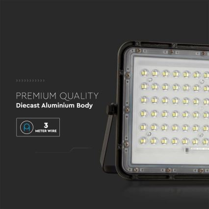 LED Exterior regulação solar holofote LED/15W/3,2V IP65 6400K preto + controlo remoto