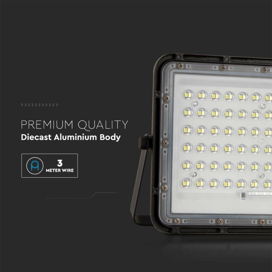 LED Exterior regulação solar holofote LED/15W/3,2V IP65 6400K preto + controlo remoto