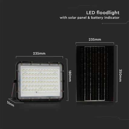 LED Exterior regulação solar holofote LED/15W/3,2V IP65 6400K preto + controlo remoto