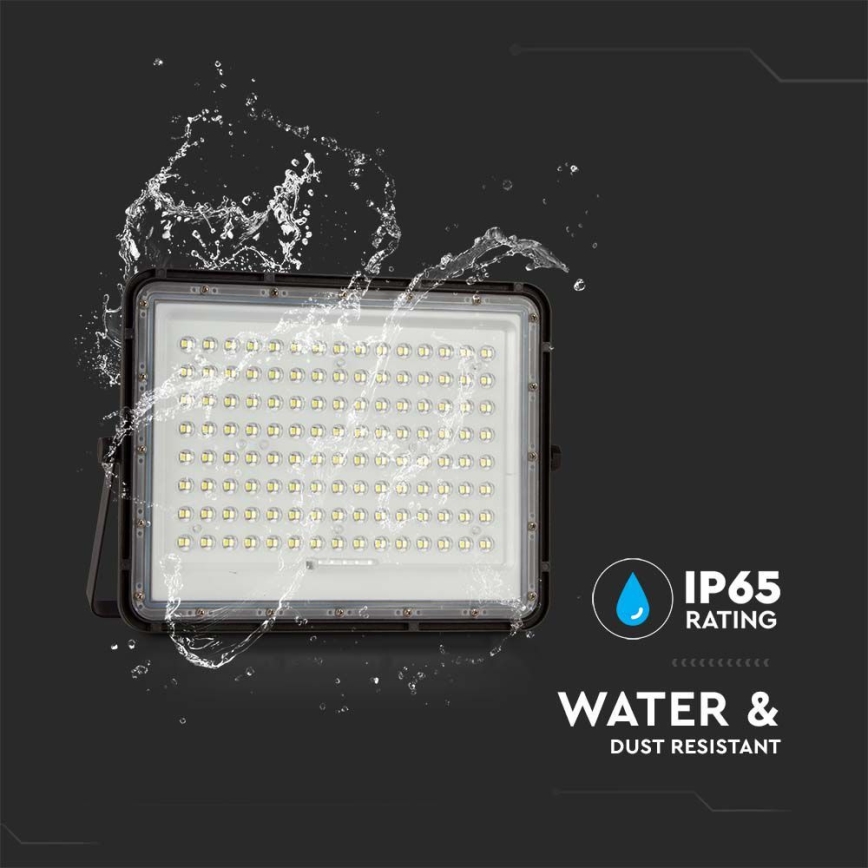 LED Holofote solar exterior LED/200W/3,2V 4000K preto IP65 + controlo remoto