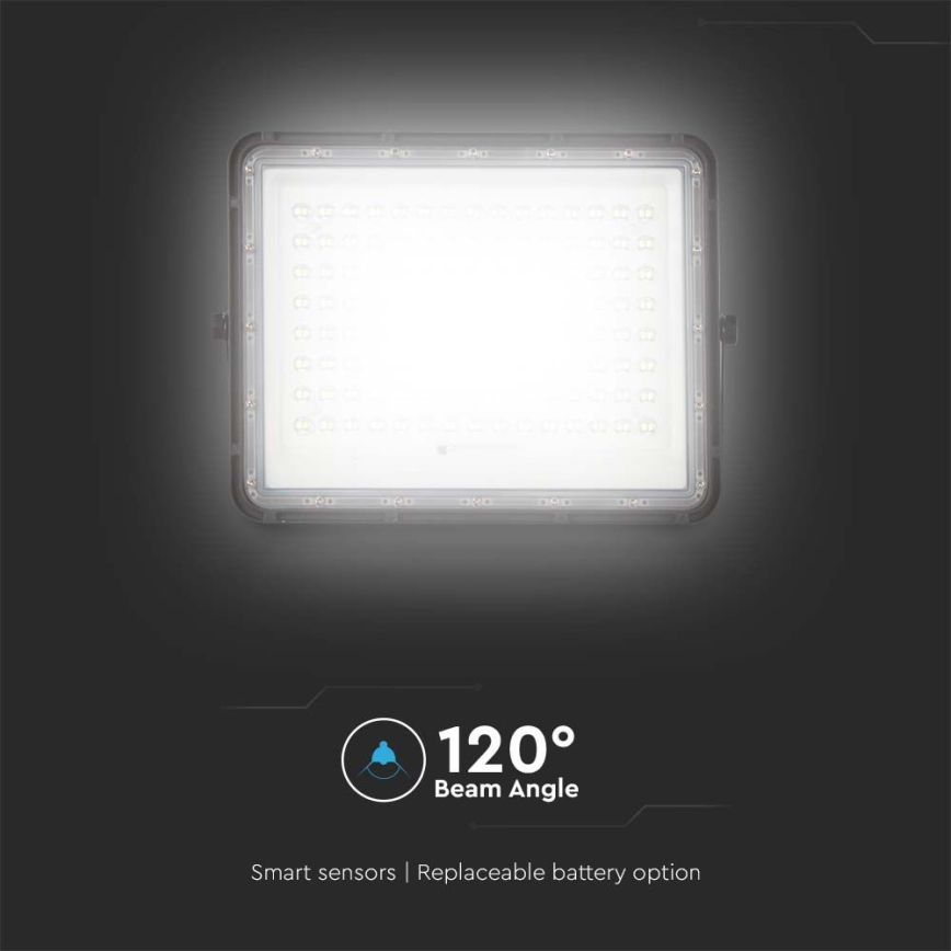 LED Holofote solar exterior LED/200W/3,2V 4000K preto IP65 + controlo remoto