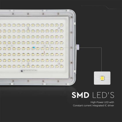 LED Holofote solar exterior LED/20W/3,2V 6400K branco IP65 + controlo remoto