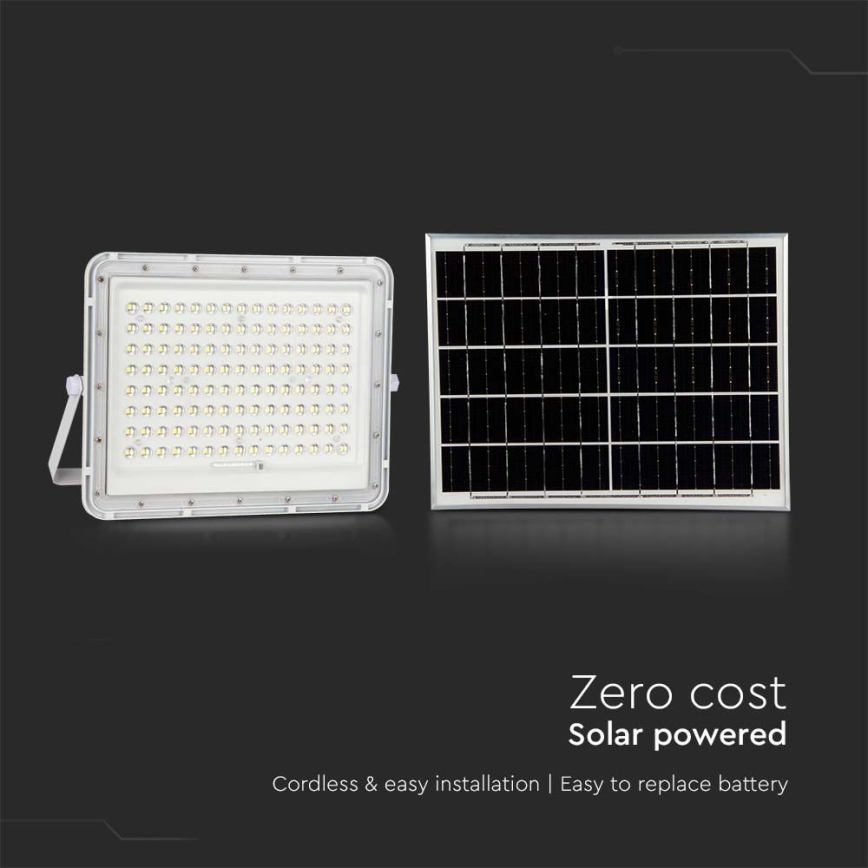 LED Holofote solar exterior LED/20W/3,2V 6400K branco IP65 + controlo remoto