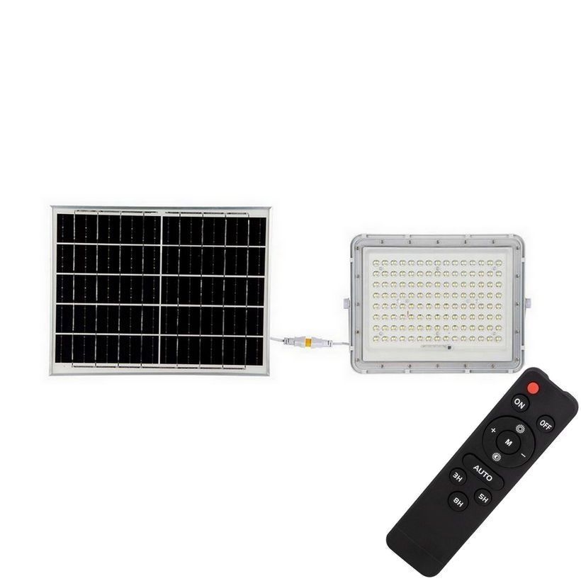LED Holofote solar exterior LED/20W/3,2V 6400K branco IP65 + controlo remoto