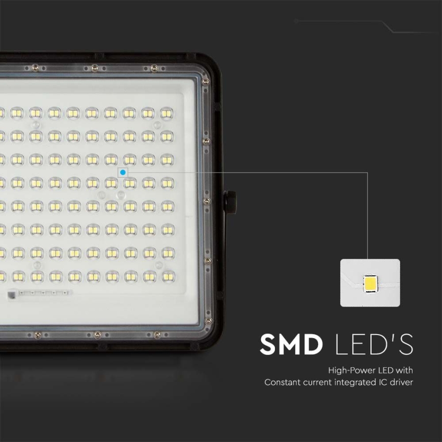 LED Holofote solar exterior LED/20W/3,2V 6400K preto IP65 + controlo remoto