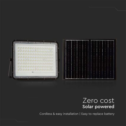 LED Holofote solar exterior LED/20W/3,2V 6400K preto IP65 + controlo remoto