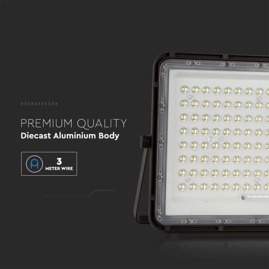 LED Holofote solar exterior LED/20W/3,2V 6400K preto IP65 + controlo remoto