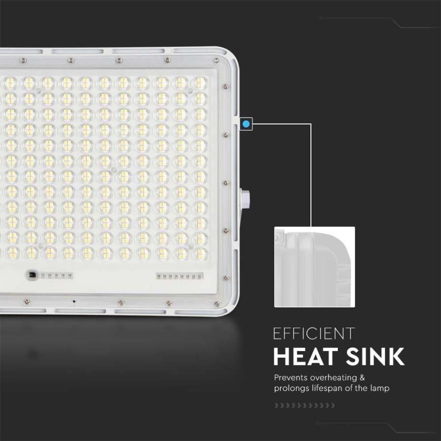 LED Holofote solar exterior LED/30W/3,2V 4000K branco IP65 + controlo remoto