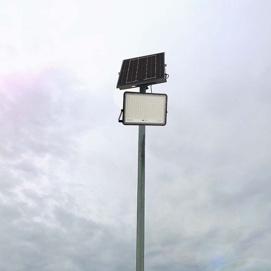LED Holofote solar exterior LED/30W/3,2V 4000K preto IP65 + controlo remoto