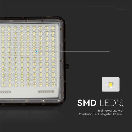 LED Holofote solar exterior LED/30W/3,2V 4000K preto IP65 + controlo remoto