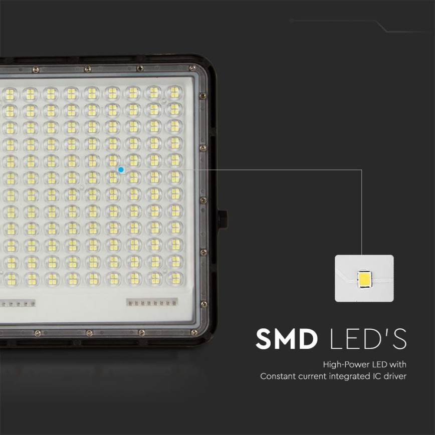 LED Holofote solar exterior LED/30W/3,2V 4000K preto IP65 + controlo remoto
