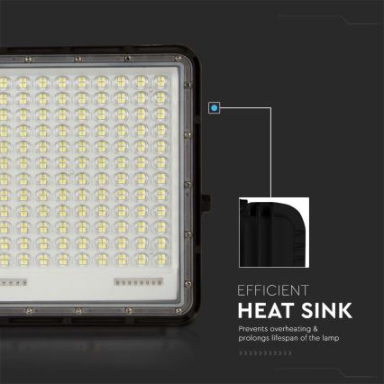 LED Holofote solar exterior LED/30W/3,2V 4000K preto IP65 + controlo remoto