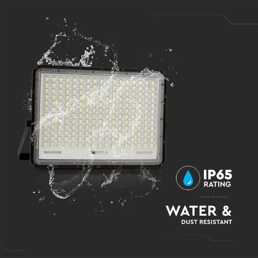 LED Holofote solar exterior LED/30W/3,2V 4000K preto IP65 + controlo remoto
