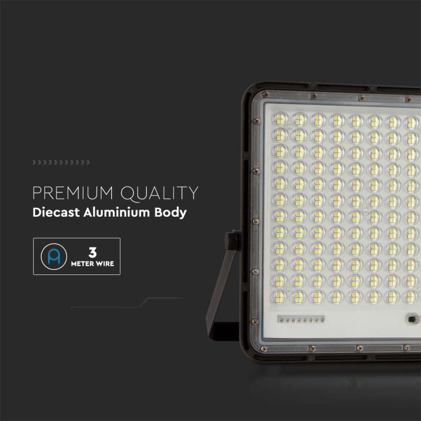 LED Holofote solar exterior LED/30W/3,2V 4000K preto IP65 + controlo remoto