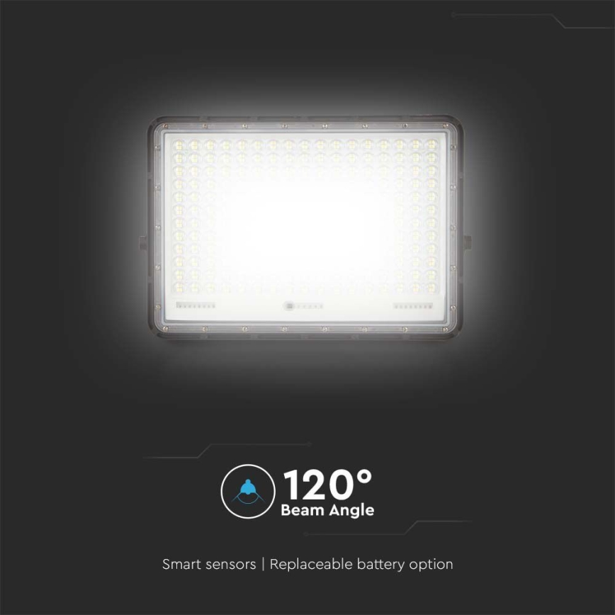 LED Holofote solar exterior LED/30W/3,2V 4000K preto IP65 + controlo remoto