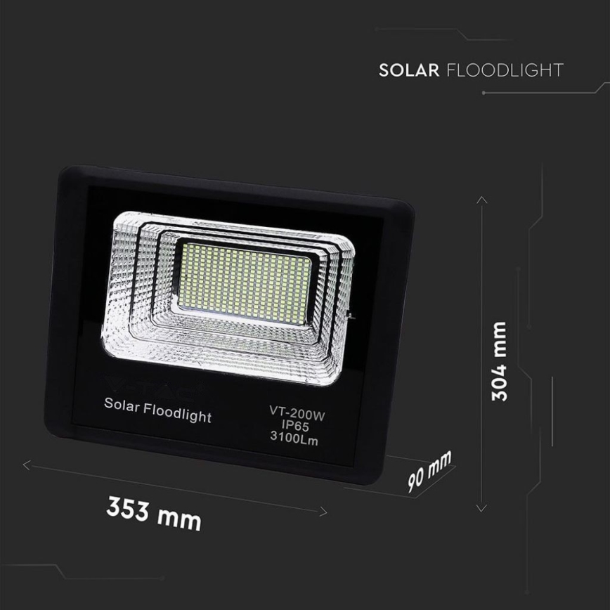 LED Holofote solar exterior LED/40W/10V IP65 6000K + controlo remoto