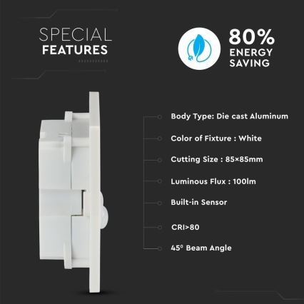 LED Iluminação de escada com um sensor de movimento LED/3W/230V 4000K branco