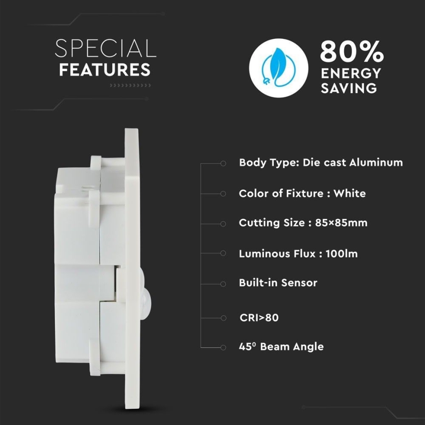 LED Iluminação de escada com um sensor de movimento LED/3W/230V 4000K branco