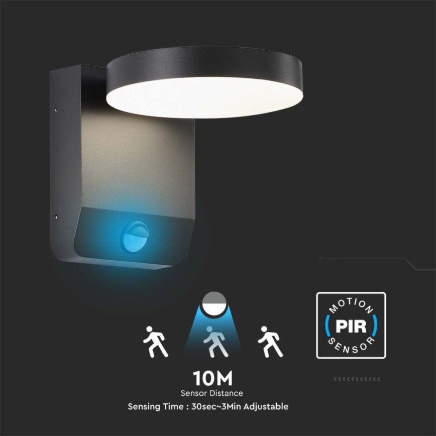 LED Exterior wall flexible iluminação com sensor LED/17W/230V IP65 3000K preto
