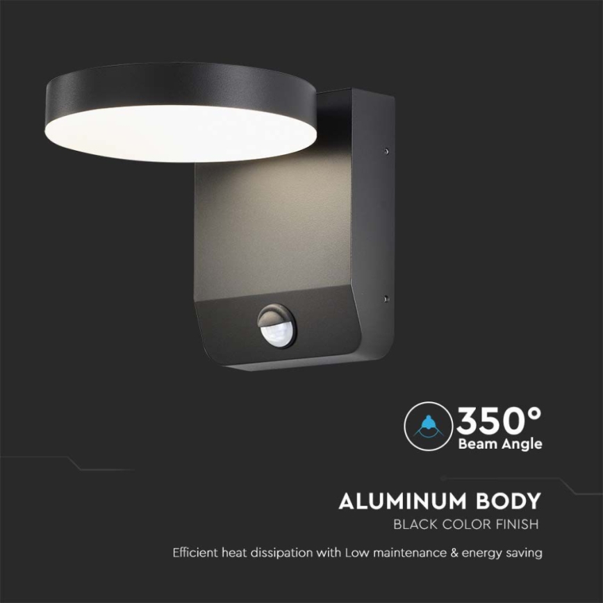 LED Exterior wall flexible iluminação com sensor LED/17W/230V IP65 3000K preto
