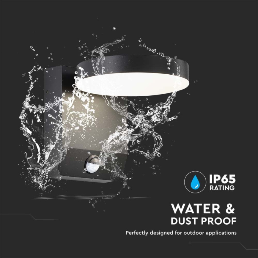 LED Exterior wall flexible iluminação com sensor LED/17W/230V IP65 3000K preto