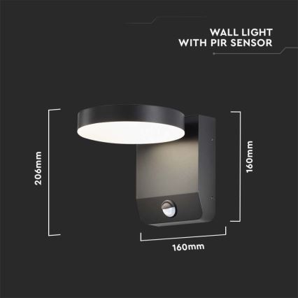 LED Exterior wall flexible iluminação com sensor LED/17W/230V IP65 3000K preto