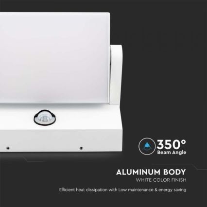 LED Iluminação de parede exterior com sensor LED/17W/230V 4000K IP65 branco