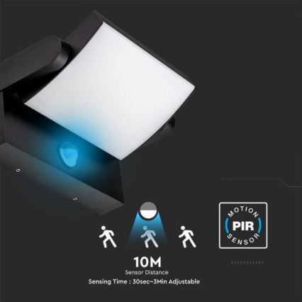 LED Iluminação de parede exterior com sensor LED/17W/230V 4000K IP65 preto