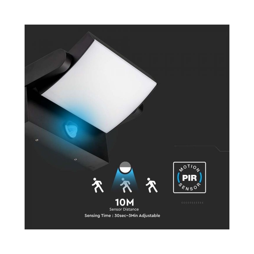 LED Iluminação de parede exterior com sensor LED/17W/230V 4000K IP65 preto