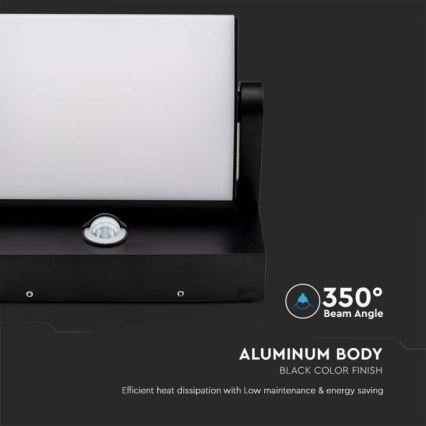 LED Iluminação de parede exterior com sensor LED/17W/230V 4000K IP65 preto
