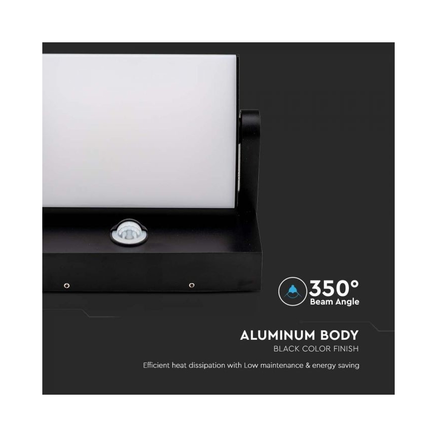 LED Iluminação de parede exterior com sensor LED/17W/230V 4000K IP65 preto
