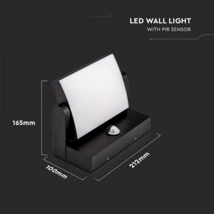 LED Iluminação de parede exterior com sensor LED/17W/230V 4000K IP65 preto